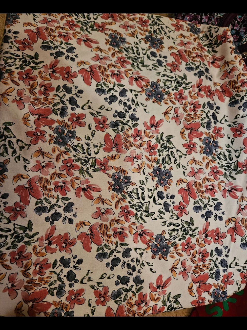 Floral Print Top Sheet Coral, Blue & Green on Cream Threshold  Target Queen